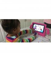 Apple iPad 6 Air 2 Çocuk Tablet Kılıf Standlı Tutacaklı Yumuşak Silikon (İBUY)-K.PEMBE - 6
