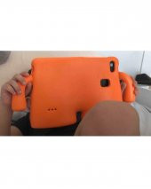 Apple iPad 6 Air 2 Çocuk Tablet Kılıf Standlı Tutacaklı Yumuşak Silikon (İBUY)-K.PEMBE - 7