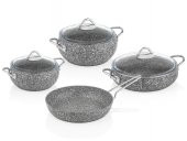 Taç Luna 4lü 7 Parça Granit Tencere Seti Gri TAC-3494 - 1
