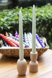 Mart Home Açık Yeşil İkili Şamdan Mum - 1