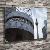 Almanya Berlin TV Televizyon Kulesi Fernsehturm ve Dünya Saati Kulesi-50x70cm Dekoratif Kanvas Tablo - 1