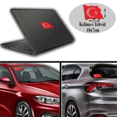 Kelime-i Tehvid - İslam Sancağı Arma,Cam, Laptop Etiket Oto Sticker -Araç Aksesuar 10x7 cm - 1