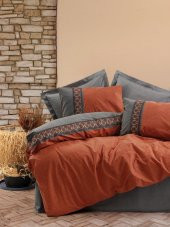 Cotton Box Folk Art Çift Kişilik Nevresim Takımı Tamaya Kiremit thumbnail 1