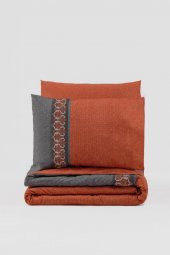 Cotton Box Folk Art Çift Kişilik Nevresim Takımı Tamaya Kiremit thumbnail 3