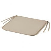 Sandalye Minderi İnce 34x34x1 cm Bej Renk MeridyenDukkan İç -Dış Mekan 1 Adet,Bağlamalı - 1