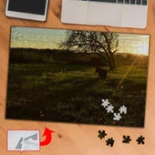 Gün Işığında Otlayan İnek 240 Parça Puzzle Yapboz Tablo-99944 - 1