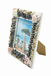 Dekoratif Ahşap Marin Deniz Kabuklu Resim Çerçevesi 16x22cm No:5 - 4