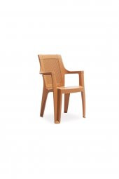6 adet Elegance rattan efektli teak sütlü Kahve 70x120 Plastik Masa Sandalye Takımı - 2