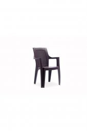 2 adet Gold Elegance Rattan Efektli Plastik Koltuk Kahve - 1