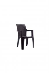 4 adet Rattan Elegance Koltuk koyu acı Kahve plastik sandalye bahçe balkon - 1