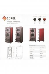 Yuvarlak camlı fırınlı Şömine Soba Siyah tuğlalı - 2