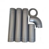 Mat siyah antrasit şömine uyuyan soba borusu 6 parça boru seti - 1