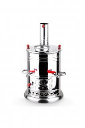 Çift Musluklu Çelik Piknik Semaveri Odunlu Semaver Kömürlü Semaver 8 Litre - 1