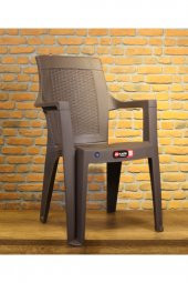 2 adet Gold Rattan Efektli Elegance Plastik Sandalye Bahçe Teras balkon sandalyesi - 2