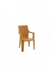 2 adet Cakha Elegance Rattan Desenli Plastik Koltuk Teak plastik sandalye sütlü kahve - 1