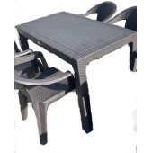 4 adet rattan efektli plastik sandalye 70x120 rattan efektli sandalye takımı balkon bahçe - 1
