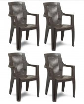 Gardelia 6 Adet Elegance Rattan Efektli Plastik Sandalye + 70x120 Plastik Masa Balkon Bahçe Sandalye - 2