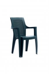 4 adet Elegance Rattan Plastik Koltuk Bahçe Sandalyesi -petrol  Yeşili koyu yeşil - 1