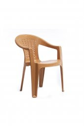 2 adet Retro Plastik Sandalye Bahçe Balkon Sandalyesi - Teak - 1