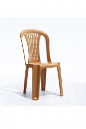2 adet Bella Plastik Sandalye Bahçe Balkon Sandalyesi - Teak - 1