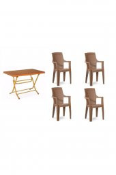 Plastik Katlanır Masa 70x120 4 Adet Gold Plastik Sandalye Mobilya Xömbx99 - 1