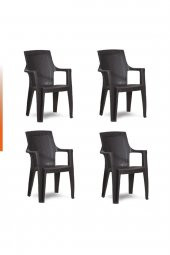 Plastik Sandalye 4 Adet Gold Balkon Bahçe Kamp Mobilya (acı Kahve) Xömbx98 - 1