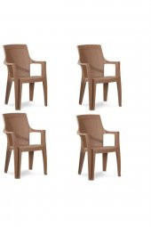 Plastik Sandalye 4 Adet Gold Balkon Bahçe Kamp Mobilya (kahve Rengi) Xömbx98 - 1