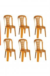 Plastik Sandalye 6 Adet Kolsuz Balkon Bahçe Kamp Mobilya (kahve Rengi) Xömbx98 - 1