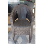 70x120 rattan efektli metal ayaklı Plastik Masa - Sandalye Takımı - Masa  4 Kollu Sandalye - 3