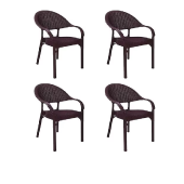 4 Adet bambu Plastik rattan Sandalye - 1