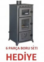 REKOR LİMA FIRINLI Geniş Camlı ŞÖMİNE UYUYAN demir döküm tuğlalı KUZİNE SOBA ODUN KÖMÜR SOBASI - 2