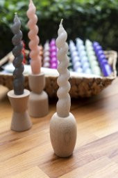 Mart Home Spiral Krem Şamdan Mum - 1