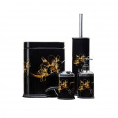SİLİWAX ELİT DESEN-4Lü Set Pedallı Yavaş kapanır Çöp Kovası Wc Klozet Fırça Sabunluk Diş Fırçalık - 1