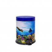 SİLİWAX OKYANUS DESEN-4Lü Set Pedallı Yavaş kapanır Çöp Kovası Wc Klozet Fırça Sabunluk Diş Fırçalık - 2