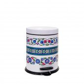 SİLİWAX RUMİ DESEN-4 Lü Set Pedallı  Yavaş kapanır Çöp Kovası Wc Klozet Fırça Sabunluk Diş Fırçalık Seti - 2
