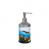 SİLİWAX OKYANUS DESEN-4Lü Set Pedallı Yavaş kapanır Çöp Kovası Wc Klozet Fırça Sabunluk Diş Fırçalık - 5