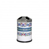 SİLİWAX RUMİ DESEN-4 Lü Set Pedallı  Yavaş kapanır Çöp Kovası Wc Klozet Fırça Sabunluk Diş Fırçalık Seti - 4