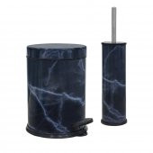 SİLİWAX LACİVER MERMER -2 Li Set Pedallı Çöp Kovası ve Wc Klozet Fırça Seti - 1