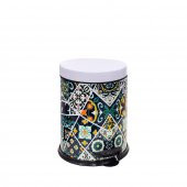 SİLİWAX RETRO DESEN-2 Li Set Pedallı  Yavaş kapanır Çöp Kovası ve Wc Klozet Fırça Seti - 2