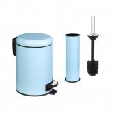 SİLİWAX ELİT İKİLİ BANYO SETİ - MAVİ ( 3LT ÇÖP KOVASI + TUVALET FIRÇASI ) - 1