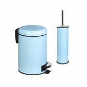 SİLİWAX ELİT İKİLİ BANYO SETİ - MAVİ ( 3LT ÇÖP KOVASI + TUVALET FIRÇASI ) - 2