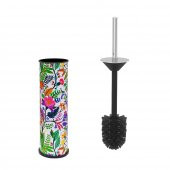 SİLİWAX BAHAR DESEN-4Lü Set Pedallı Yavaş kapanır Çöp Kovası Wc Klozet Fırça Sabunluk Diş Fırçalık - 3