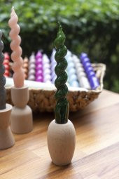Mart Home Spiral Yeşil Şamdan Mum - 1