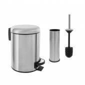 SİLİWAX ELİT İKİLİ BANYO SETİ - ANTİ-FİNGER ( 3LT ÇÖP KOVASI + TUVALET FIRÇASI ) - 1