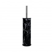 SİLİWAX SİYAH MERMER-4 Lü Set Pedallı Çöp Kovası Wc Klozet Fırça Sabunluk Diş Fırçalık Seti - 4