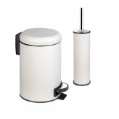 SİLİWAX ELİT İKİLİ BANYO SETİ - BEJ ( 3LT ÇÖP KOVASI + TUVALET FIRÇASI ) - 1