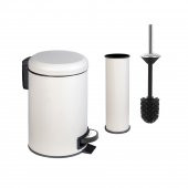 SİLİWAX ELİT İKİLİ BANYO SETİ - BEJ ( 3LT ÇÖP KOVASI + TUVALET FIRÇASI ) - 2