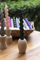 Mart Home Spiral Siyah Şamdan Mum - 1