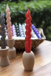 Mart Home Spiral Kırmızı Şamdan Mum - 1