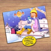 Kızıl Kız ve Kardan Bebek Çocuklara Özel Puzzle Yapboz Tablo-43709 - 1